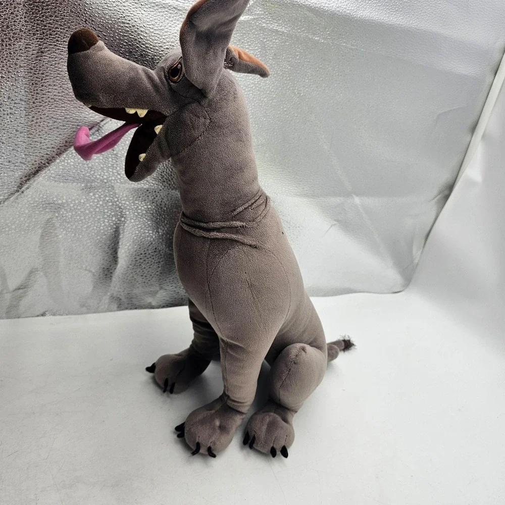 Disney Store Gray Dog Plush Stuffed Animal Toy Medium Pink Tongue Cute